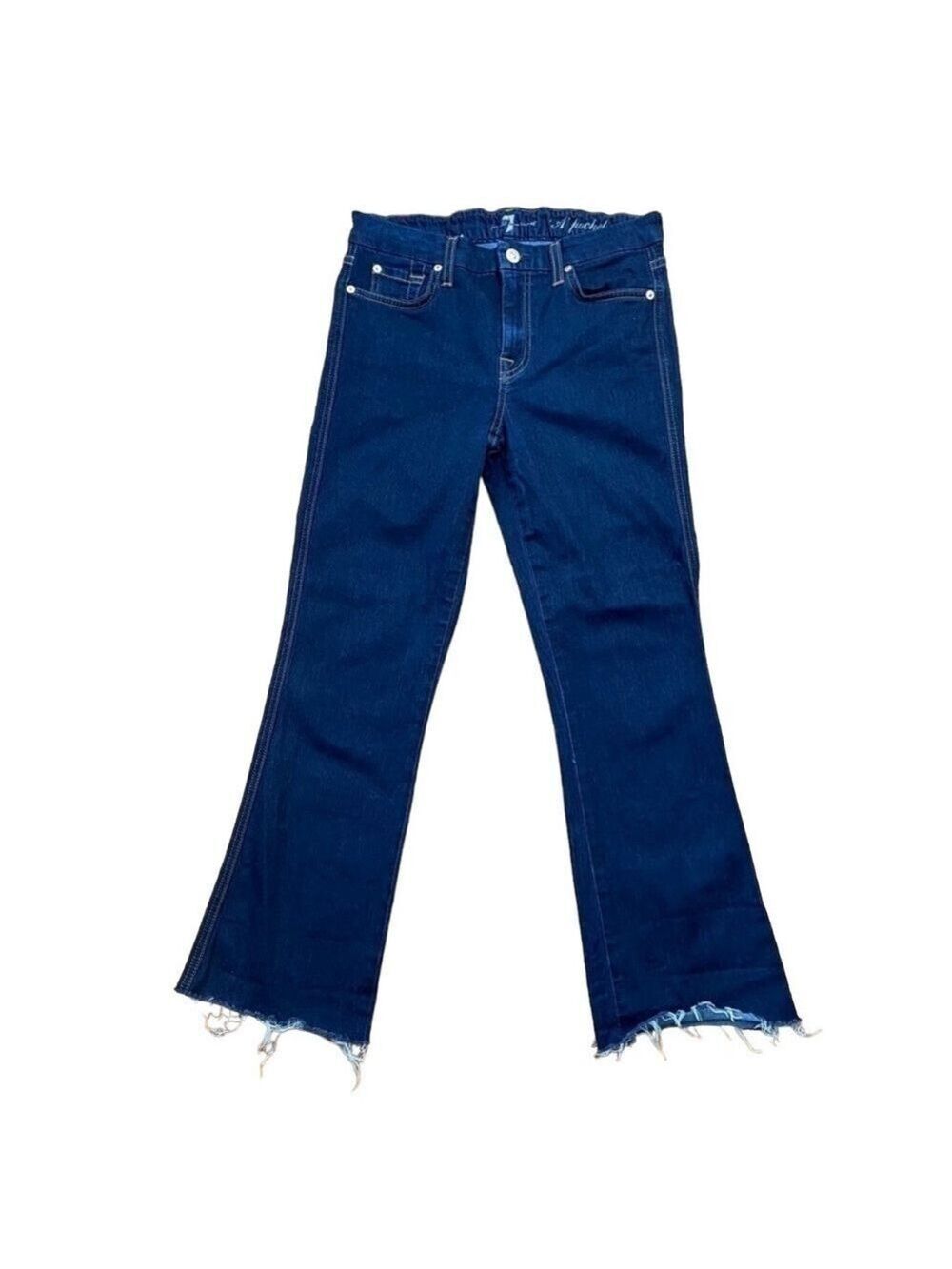 7 for all Mankind A pocket bootcut jeans soft ripped bottom leg high rise size28